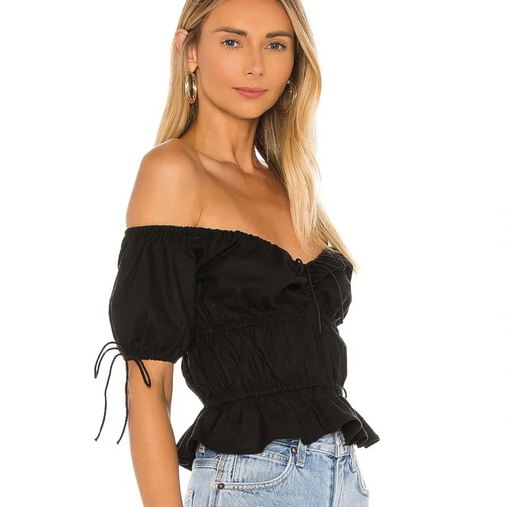 Majorelle Ruffle Black Top - Picture 3 of 7